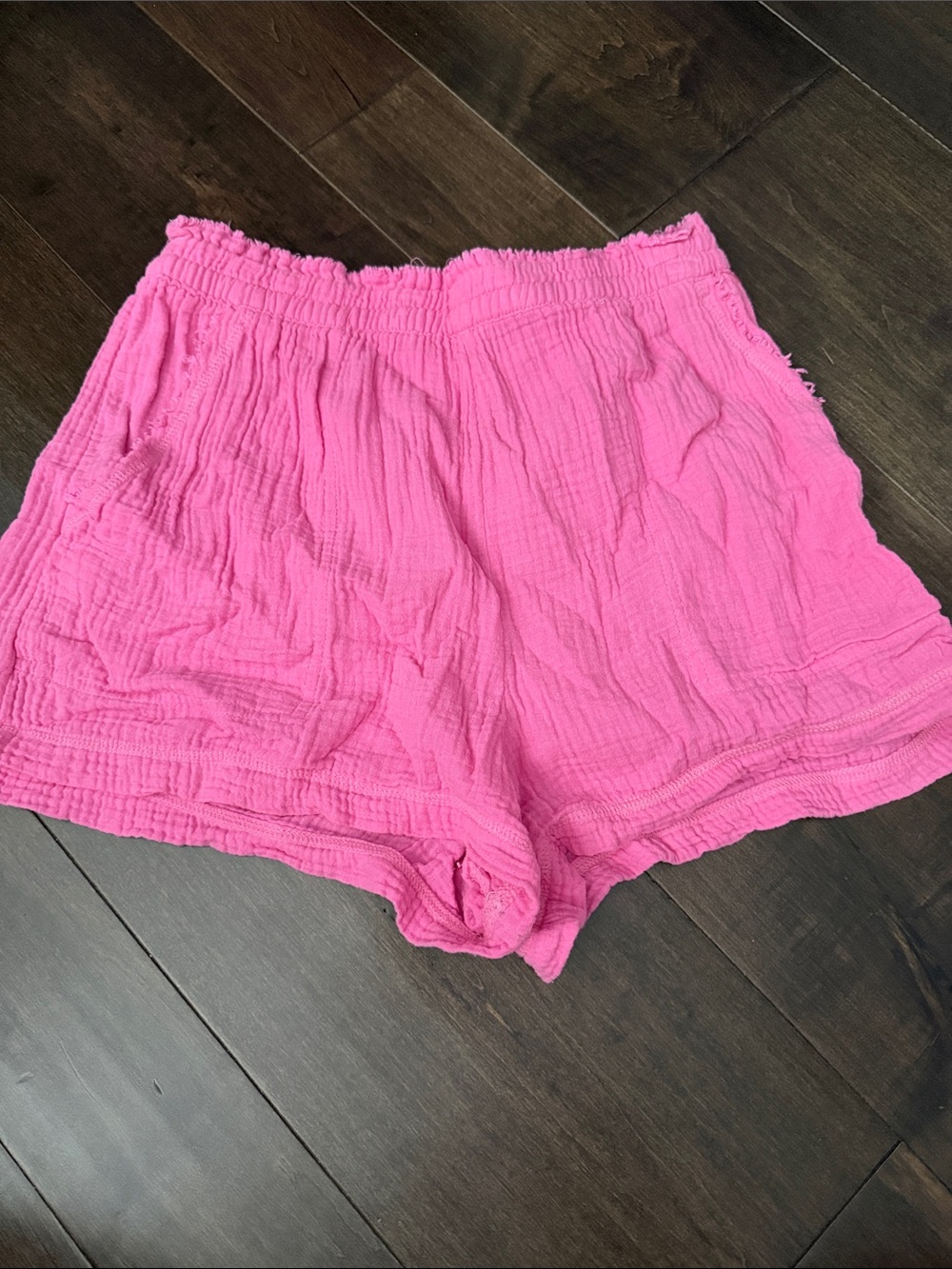 aerie Hot Pink Gauze High-Waist Elastic Shorts